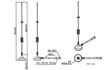 4G Whip Antenna, 5db , 3m Cable,RG174, SMA/Male