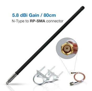 5.8 dBi N-Type (Male) to RP-SMA (Female) Fiberglass Antenna 863-870MHZ