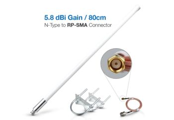 5.8 dBi N-Type (Male) to RP-SMA (Female) Fiberglass Antenna 868 MHz