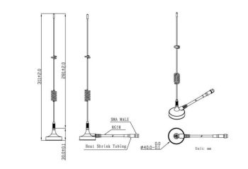 868Mhz, 5db , 3m Cable,RG58, SMA/Male