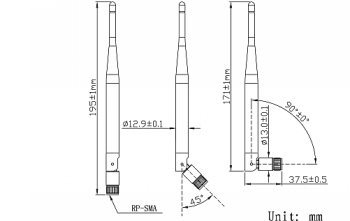868Mhz Antenna / SMA/m 90-180 Degree