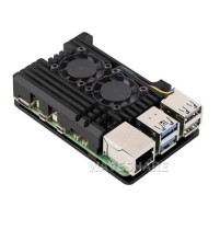WAVESHARE - Aluminium Alloy Case for Raspberry Pi 5, Dual Cooling Fans