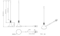 GSM Whip Antenna, 2db, 3m Cable,RG174, SMA/Male,128mm rod - Thumbnail