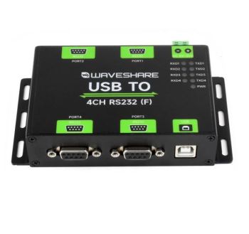 Industrial Isolated USB To 4-Ch RS232(Male) Converter, 