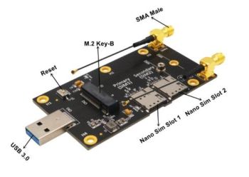 M.2 Key B to USB Adapter with Nano SIM card Slot for 4G/5G Module