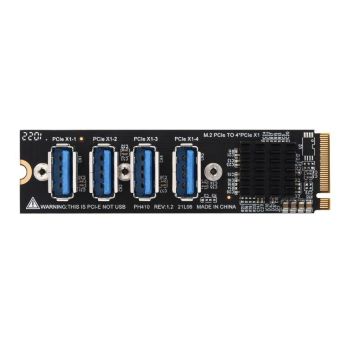 M.2 to PCIe 4-Ch Expander, Using With PCIe X1 to PCIe X16 Expander