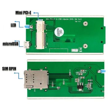 Mini PCI-E Wireless Adapter to USB 2.0 Riser Card with SIM Slot + Case