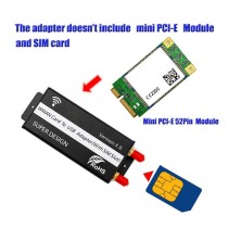 Mini PCI-E Wireless Adapter to USB 2.0 Riser Card with SIM Slot + Case - Thumbnail