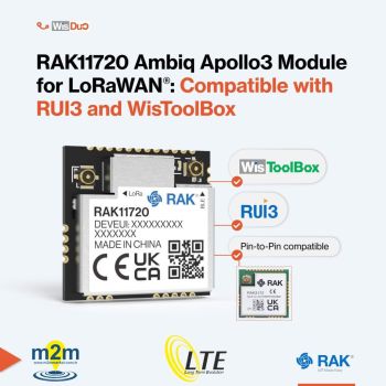 RAK11720 Ambiq Apollo3 SX1262 LoRa Bluetooth Module for LoRaWAN