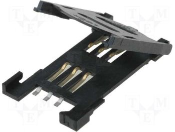 SIM CARD Socket, Hinge Type, 6PIN, RoHS