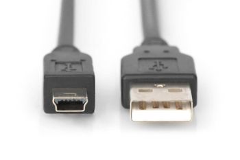 Terminal USB Cable, USB 2.0 KABLO USBAe/USBBeMini 1mt, SIYAH