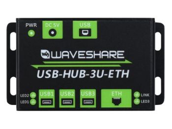 Waveshare Ind. USB HUB, Extending 3x USB ports + 100M Ethernet Port