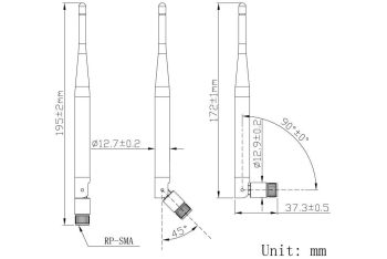 WIFI Antenna/ 5dBi / SMA/m 90-180 Degree 
